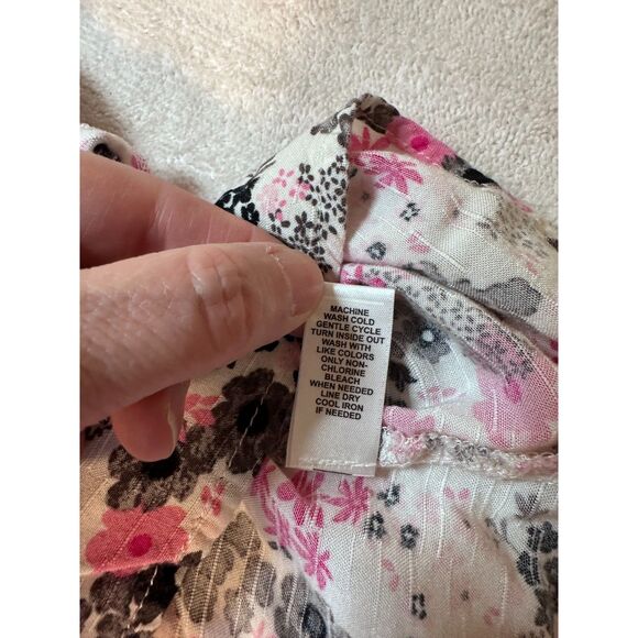 Cato Women’s Floral Ruffle Neck Long Sleeve Blouse Rayon Boho Chic L - Picture 4 of 5